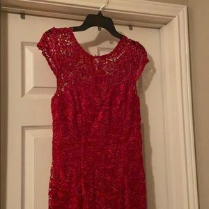 Long red formal lace dress only worn once
